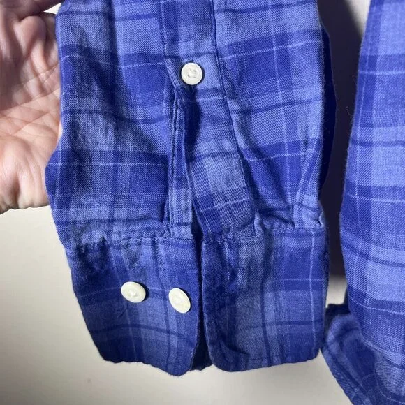 Peter Millar Men's Long Sleeve Plaid Navy Button-Up Shirt 100% Cotton XXL - Picture 2 of 6